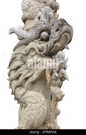 Pietra scolpita a forma di drago cinese nei templi thailandesi Foto Stock