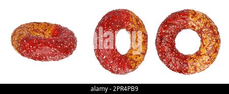 Anelli di pesca Spicy-Chili chamoy isolati su sfondo bianco dettagli di alta qualità, rendering 3D Foto Stock