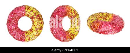 Anelli di cocomero piccante-chili chamoy isolati su sfondo bianco dettagli di alta qualità, rendering 3D Foto Stock