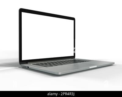 Realistico notebook mockup, angolo laterale, isolato su sfondo bianco dettagli di alta qualità - rendering 3D Foto Stock