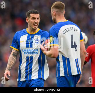 Londra, Regno Unito. 23rd Apr, 2023. 23 Apr 2023 - Brighton and Hove Albion v Manchester United - Emirates fa Cup - Semifinale - Stadio di Wembley. Lewis Dunk e Adam Webster di Brighton durante la semifinale della fa Cup. Picture Credit: Notizie dal vivo su Mark Pain/Alamy Foto Stock