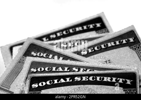 Sicurezza sociale per le schede di identificazione e retirment USA Foto Stock