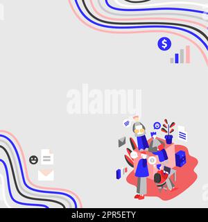 Uomini d'affari che lavorano insieme su Lap Tops, uno che parla al telefono. Gruppo di quattro amici in ufficio che fanno lavoro, due su computer, altro su cellulare, ultima disposizione dei documenti. Illustrazione Vettoriale