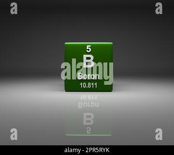 Cubo con tabella periodica Boron numero 5 Foto Stock