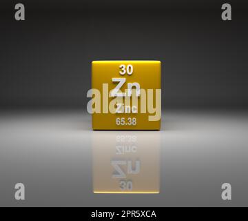 Cubo con zinco numero 30 tavola periodica Foto Stock