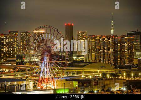 Vista notturna di Tokyo vista da Odaiba, Tokyo Foto Stock