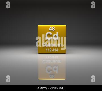Cubo con cadmio numero 48 tavola periodica Foto Stock