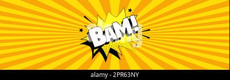 Fumetto zoom iscrizione BAM su sfondo colorato - vettore Foto Stock