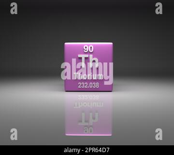 Cubo con torio numero 90 tavola periodica Foto Stock