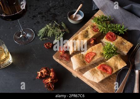 Focaccia appena sfornata Foto Stock