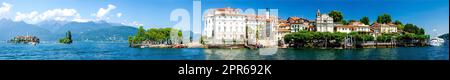 Bellissime isole Borromee Isola bella e Isola dei pescatori situate all'interno del Lago maggiore Foto Stock