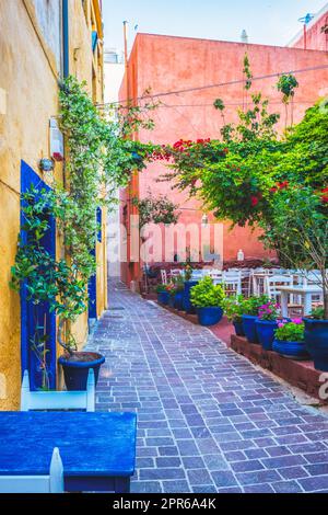 Pittoresche strade panoramiche della città veneziana di Chania. Chania, Creete, Grecia Foto Stock