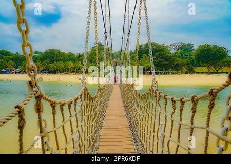 Ponte sospeso dell'Isola di Singapore Sentosa Foto Stock