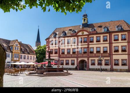 Il municipio e la piazza del mercato di Neustadt an der Weinstraße nello stato della Renania-Palatinato in Germania Foto Stock