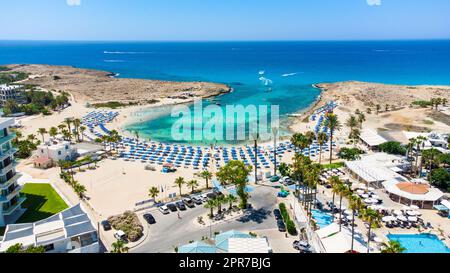 Spiaggia aerea di Vathia Gonia, Ayia Napa, Cipro Foto Stock