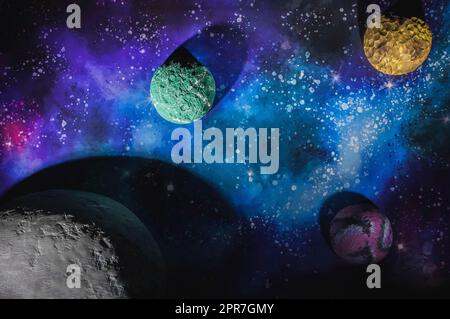 Modello colorato di pianeti e sistema solare Foto Stock