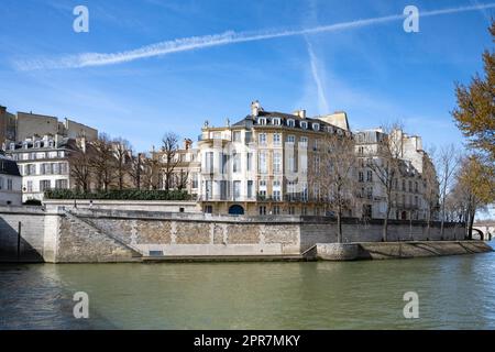 Parigi, ile Saint-Louis, belle case quai d’Anjou Foto Stock