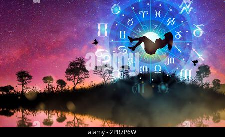 Ruota zodiacale. Concetto di astrologia. Foto Stock