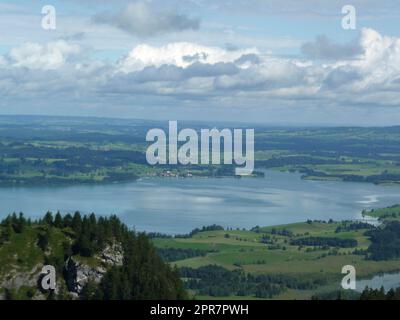 Panorama montano dal monte Tegelberg, Baviera, Germania Foto Stock
