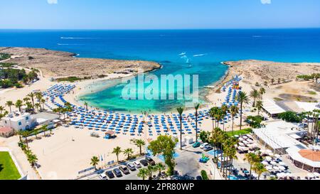 Spiaggia aerea di Vathia Gonia, Ayia Napa, Cipro Foto Stock