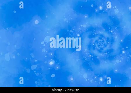 Illustrazione sfondo blu stellato con design vortice forma psichedelica Foto Stock