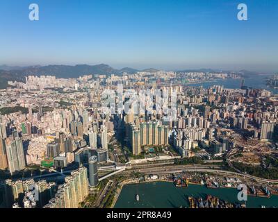 Hong Kong 29 novembre 2021: Vista dall'alto della città di Hong Kong Foto Stock