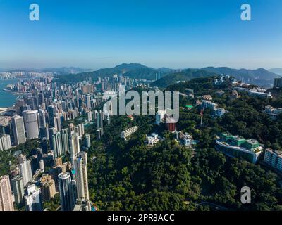 Il picco, Hong Kong 08 dicembre 2021: Vista dall'alto della città di Hong Kong Foto Stock