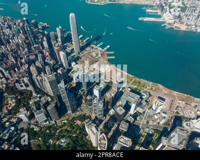 Hong Kong, 08 dicembre 2021: Vista aerea della città di Hong Kong Foto Stock