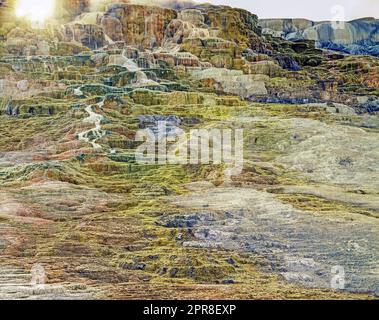 Jupiter Terrace a Mammoth Hot Springs, Yellowstone National Park, Wyoming Foto Stock