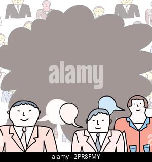 Uomini d'affari che comunicano e brainstorming in riunione. Tre colleghi discutono di notizie importanti. Manager consegna di nuove idee brillanti ai colleghi. Illustrazione Vettoriale