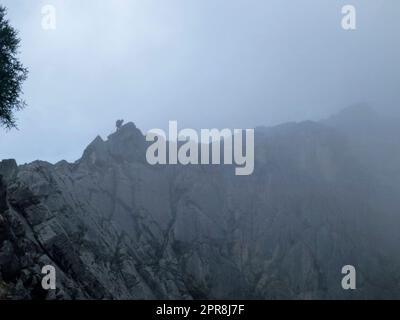 Scalatore a Seebenklettersteig via ferrata, Tirolo, Austria in estate Foto Stock