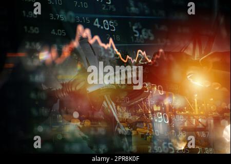 Grafico con aumento del prezzo del carburante Foto Stock