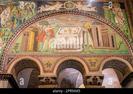 La Basilica di San vitale è una chiesa tardo antica di Ravenna. La chiesa del sesto secolo è un importante esempio sopravvissuto di B paleocristiano Foto Stock