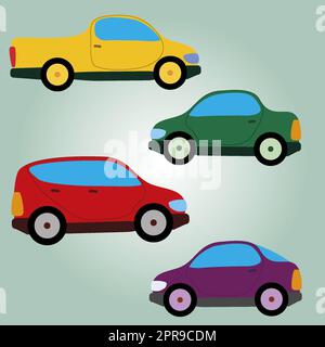 Illustrazione vettoriale dei cartoni animati dei giocattoli per auto EPS 10 Foto Stock