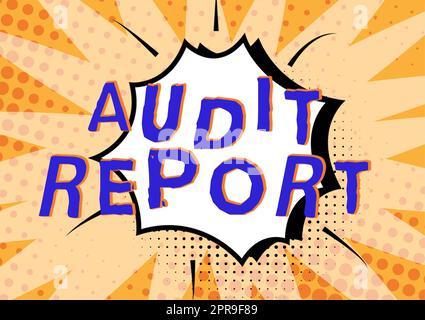 Testo che mostra il report di verifica dell'ispirazione. Foto concettuale una valutazione dello stato finanziario completo di una risorsa aziendale Comic Speech Bubble in Bang Shape che rappresenta Social Media Messaging. Foto Stock