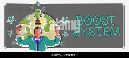 Caption concettuale Boost System, Internet Concept ringiovanire aggiornamento rafforzare essere più sano approccio olistico businessman celebrare successo proj Foto Stock