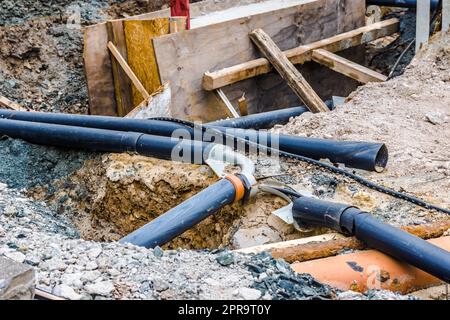 Lavori di ingegneria con i tubi Foto Stock