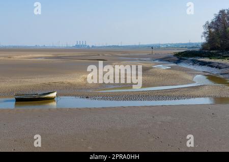 Flint Forestshore con la bassa marea Foto Stock