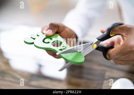 Cartello con impronta di anidride carbonica. Riduzione di CO2 Foto Stock