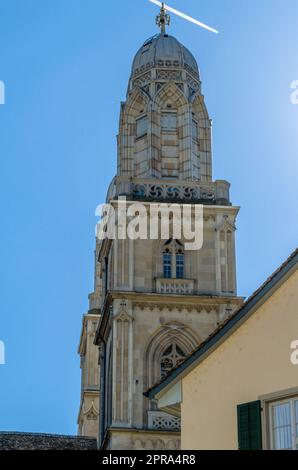 Cattedrale di Grossmunster a Zurigo, Svizzera Foto Stock