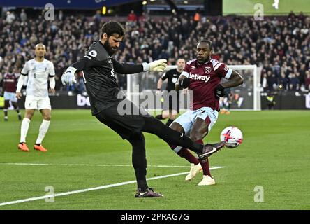 Londra, Regno Unito. 26th Apr, 2023. Durante la partita della West Ham vs Liverpool Premier League al London Stadium di Stratford. Credit: MARTIN DALTON/Alamy Live News Foto Stock