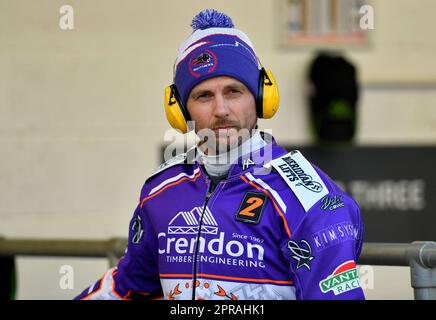 Manchester, Regno Unito. 24th Apr, 2023. Hans Andersen di Peterborough durante la partita della SGB Premiership tra Belle Vue Aces e Peterborough al National Speedway Stadium di Manchester, lunedì 24th aprile 2023. (Foto: Edie Garvey | NOTIZIE MI) Credit: NOTIZIE MI & Sport /Alamy Live News Foto Stock