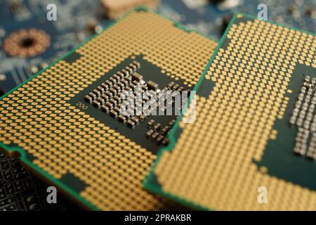 Unità di elaborazione centrale, processore chip CPU della scheda madre del computer, tecnologia elettronica. Foto Stock