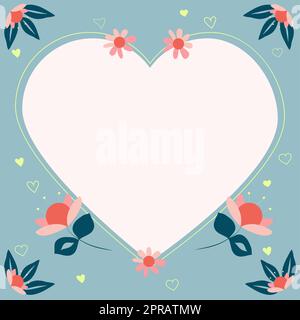 cornice cuore con fiori Stock Illustration