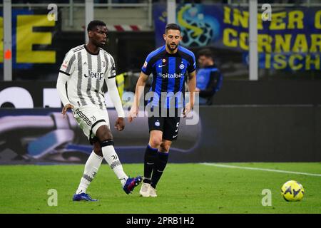 Paul Pogga (Juventus FC) durante la Coppa Italia, Coppa Italia, semifinali, 2nd tappa di calcio tra FC Internazionale e Juventus FC il 26 aprile 2023 allo stadio Giuseppe Meazza di Milano - Foto Luca Rossini / e-Mage Foto Stock