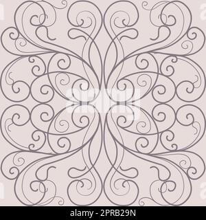 Ornamento geometrico barocco. Costoso modello senza cuciture per la carta da parati sulla parete e tessuti. Linee sottili ed eleganti. Sfondo rosa spolverato Foto Stock