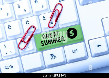 Scrittura visualizzazione del testo Grande Estate. Business showcase divertirsi buon Sunshine andare in spiaggia godere all'aperto -49157 Foto Stock