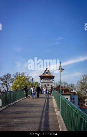 Ponte Insel der Jugend, Treptow, Berlino, Germania Foto Stock