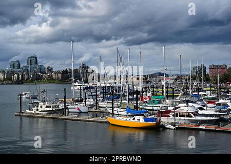 Barche in acqua vicino al centro di Victoria, BC Foto Stock