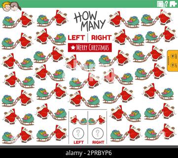 Gioco di conteggio delle immagini di destra e di sinistra del cartoon Santa Illustrazione Vettoriale